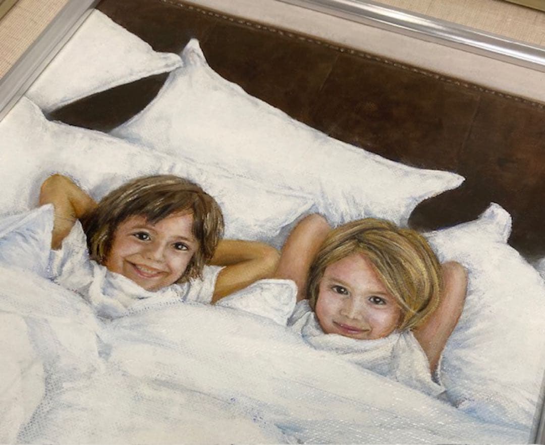 美品　大久保祐子　\"sunday\"油彩　木製フレーム　26セ104