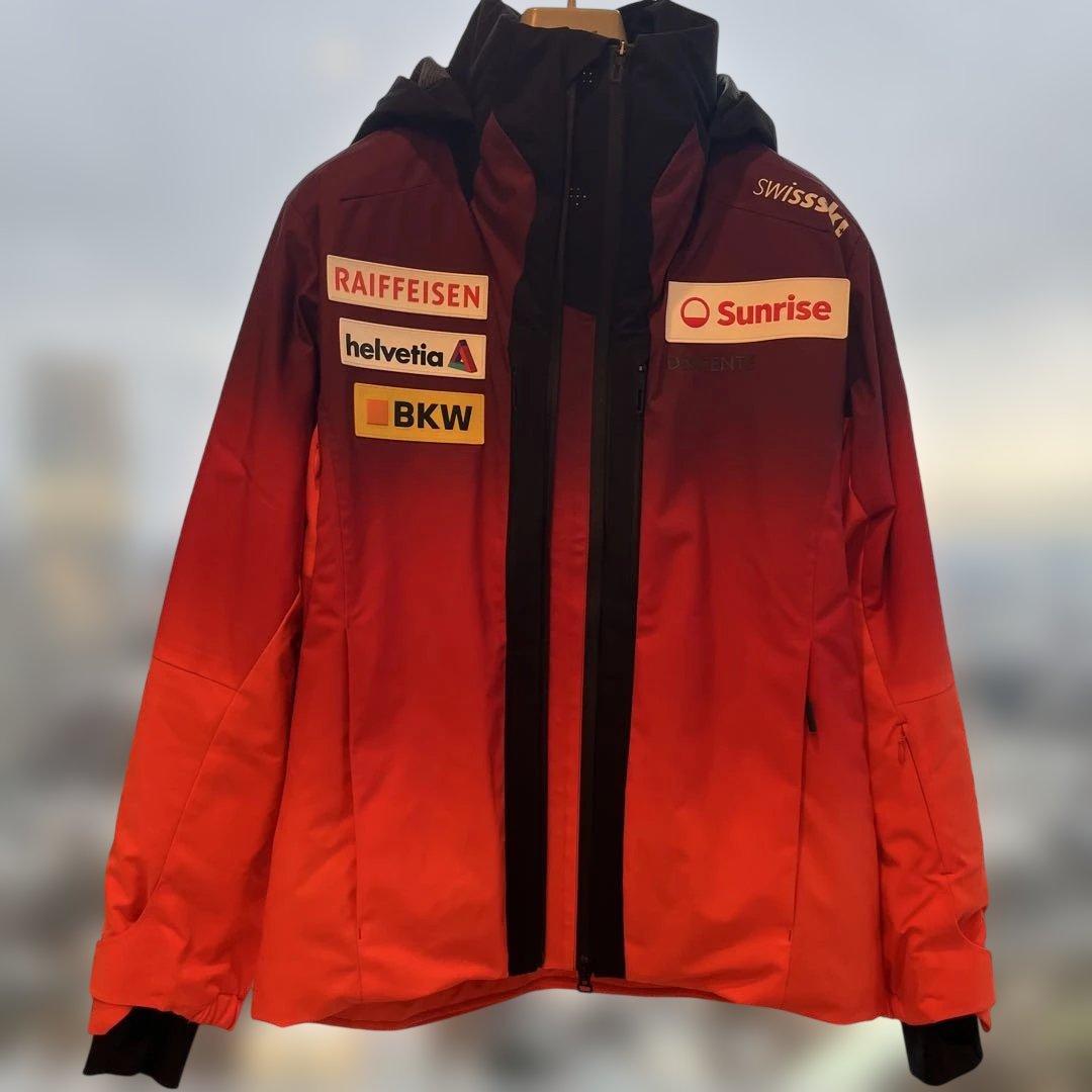 swiss ski フード付きジャケット 赤黒