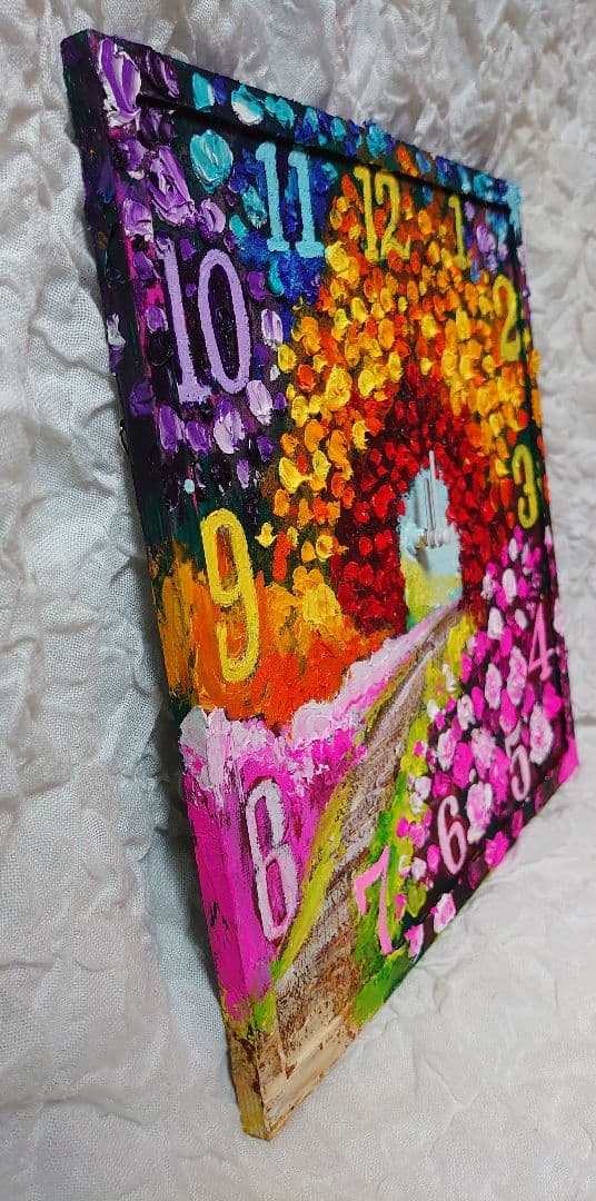 油絵 絵画 時計【花の道】