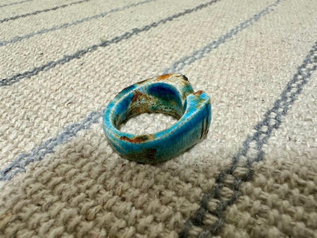 秘蔵品！ 古代エジプト 聖眼ウジャト ホルスの眼 リング ファイアンス 文化遺産