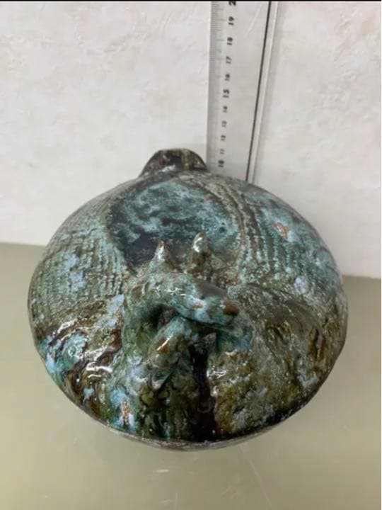 中国漢緑釉鹤文陶器　骨董　発掘品　古美術コレクション唐物　アンティーク江戸青磁