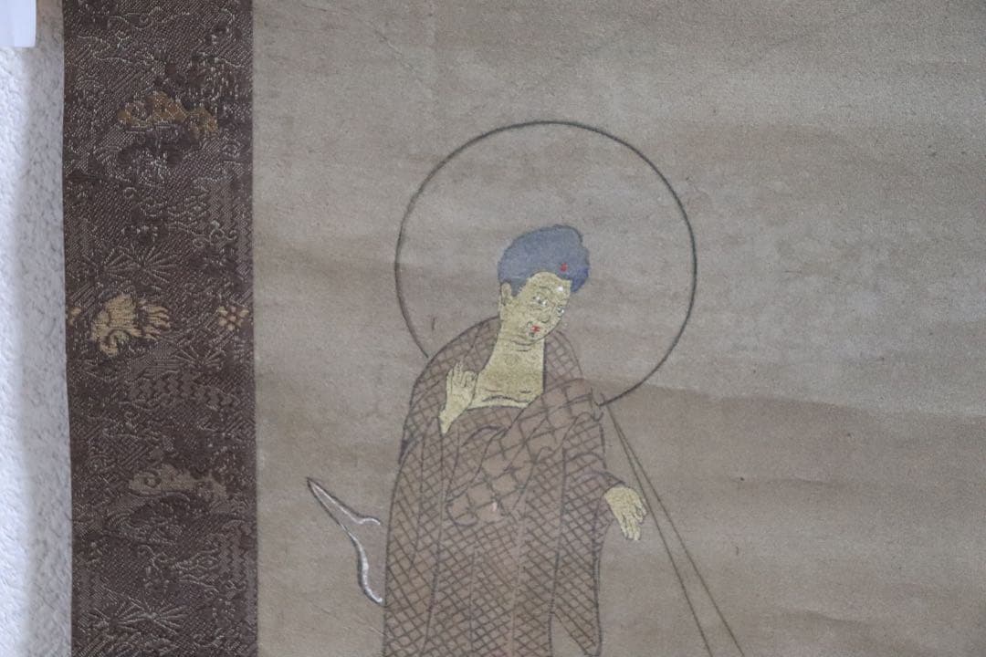 中国　古仏画　ニ河白尊之圖　絹本肉筆　掛軸　送料込み250716