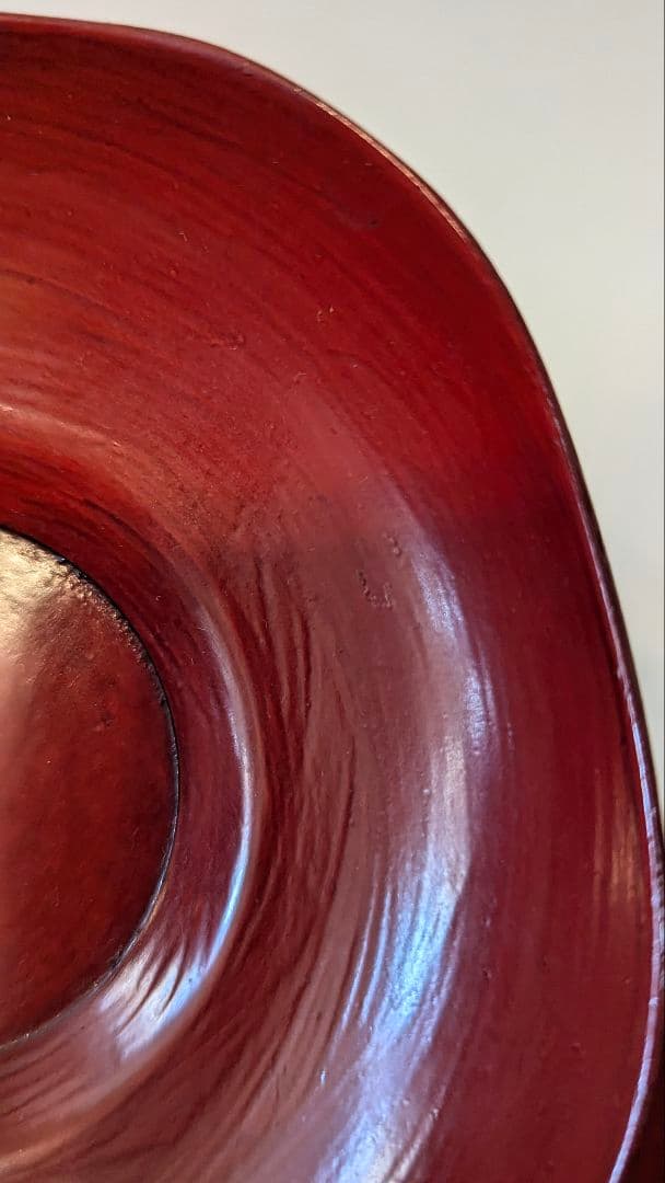 輪花　茶托　骨董　古美術　10客　箱付　漆塗　朱　托子　職人