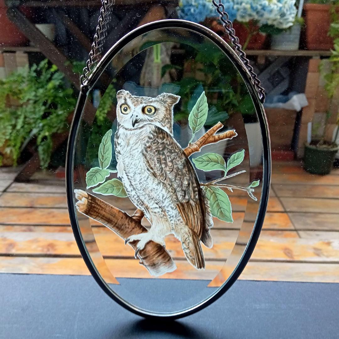 ライフォード社ステンドグラス ふくろうC梟フクロウ /グラスマスターズ トロント