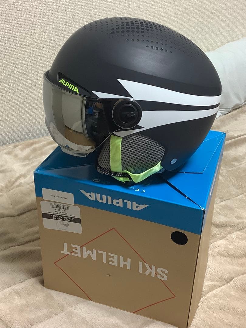 ALPINA スキー ヘルメット バイザー付き 黒