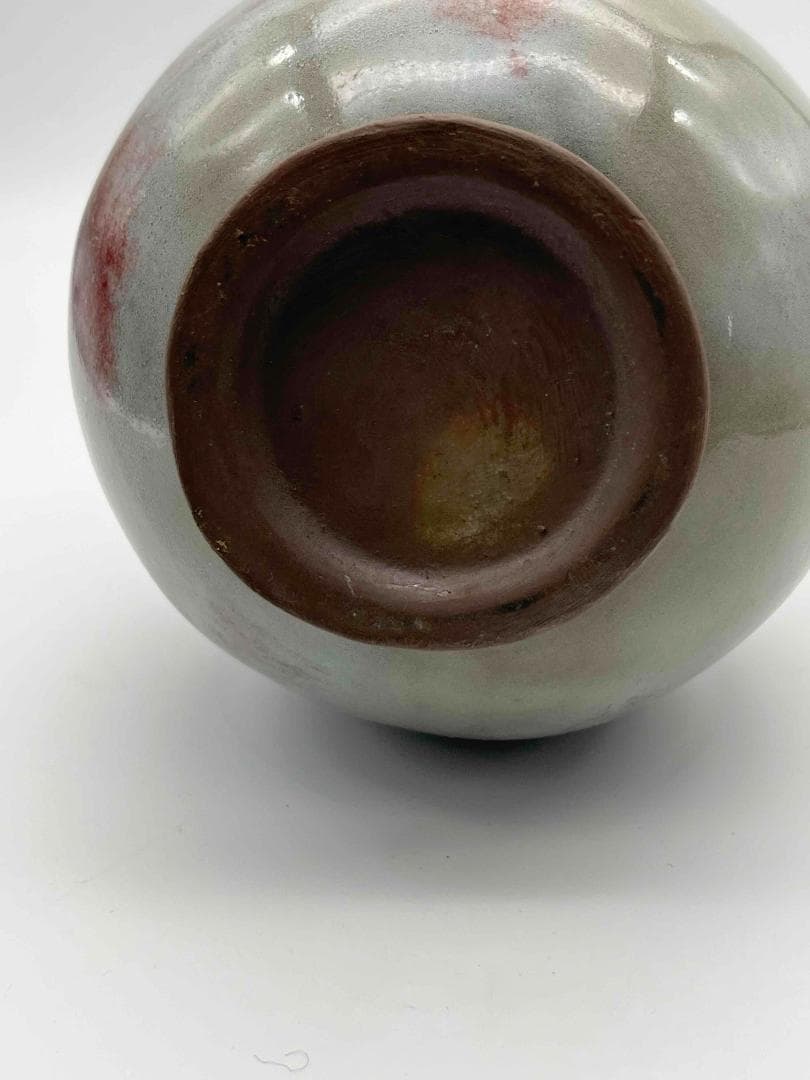 明時代 鈞窯紫紅斑文橄欖瓶 紅釉瓶　辰砂　郎窯紅釉 花瓶 景徳鎮(B-34)