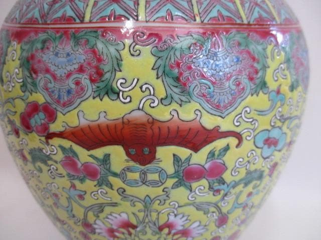 中国古玩 大清雍正年製 魚尾花瓶 箱なし 台座付き 約36cm 中国美術