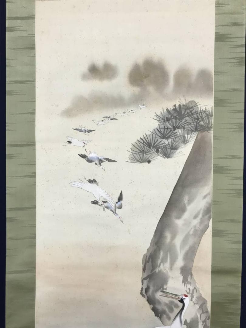 作者不詳/群鶴図/鶴図/掛軸/名家伝来/AB-955