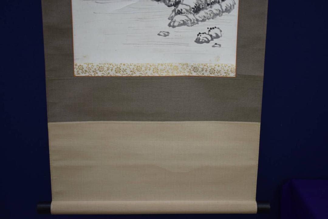 真作/浄土真宗/西本願寺/津田白印/山水人物画賛/布袋屋掛軸HJ-136