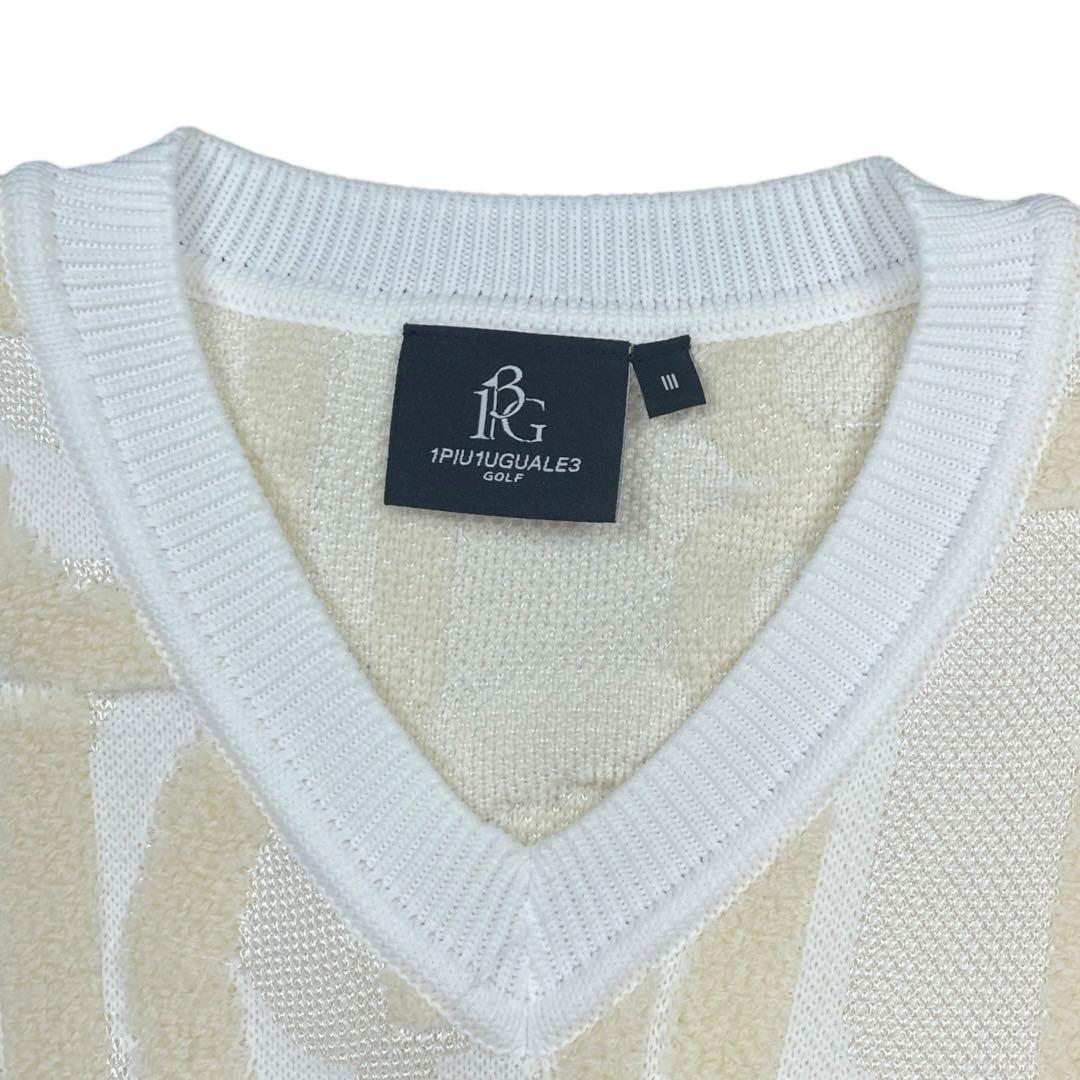 美品1PIU1UGUALE3GOLF ニットベスト ホワイト サイズ3（S相当）
