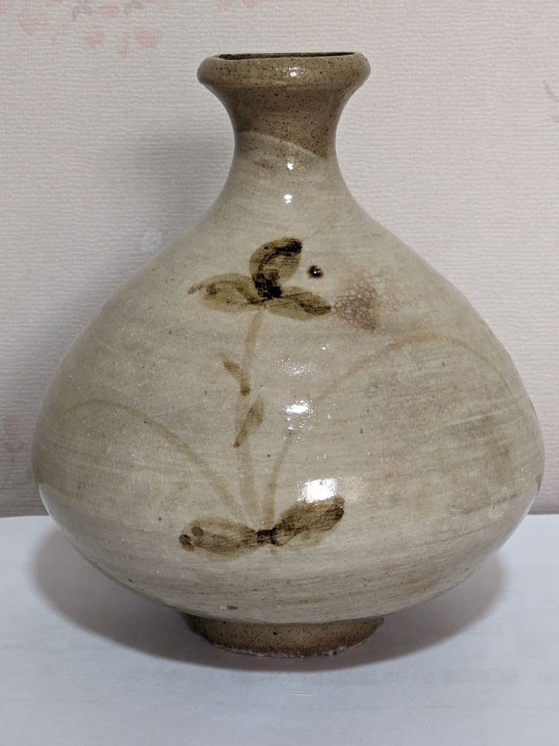 ♦朝鮮 韓国陶磁 鉄絵 秋草文 刷毛目 酒器 徳利 コレクション 骨董品