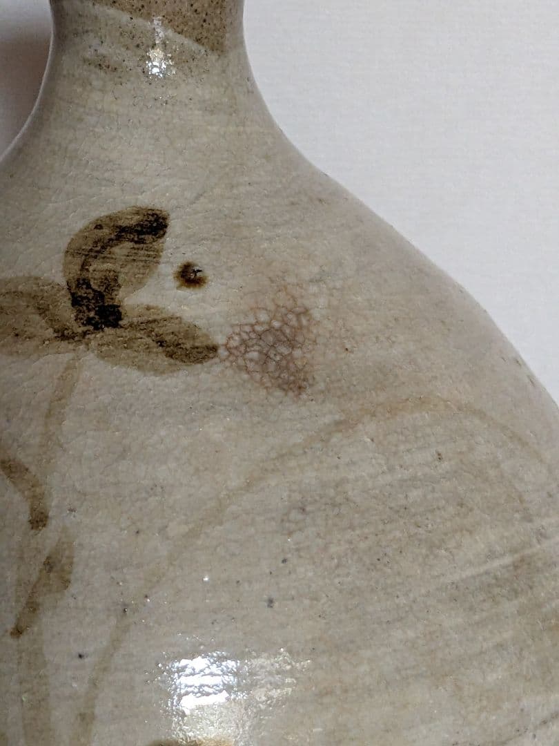 ♦朝鮮 韓国陶磁 鉄絵 秋草文 刷毛目 酒器 徳利 コレクション 骨董品