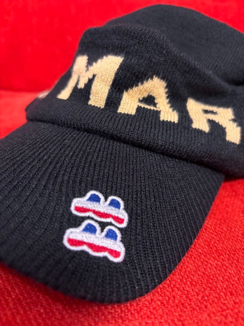 未使用 ムータマリン ブラックニット帽 つば付き