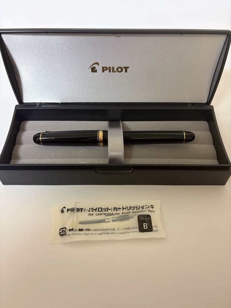 PILOT 万年筆 Z-CR-GN 黒色 (M中字)専用ケース付き