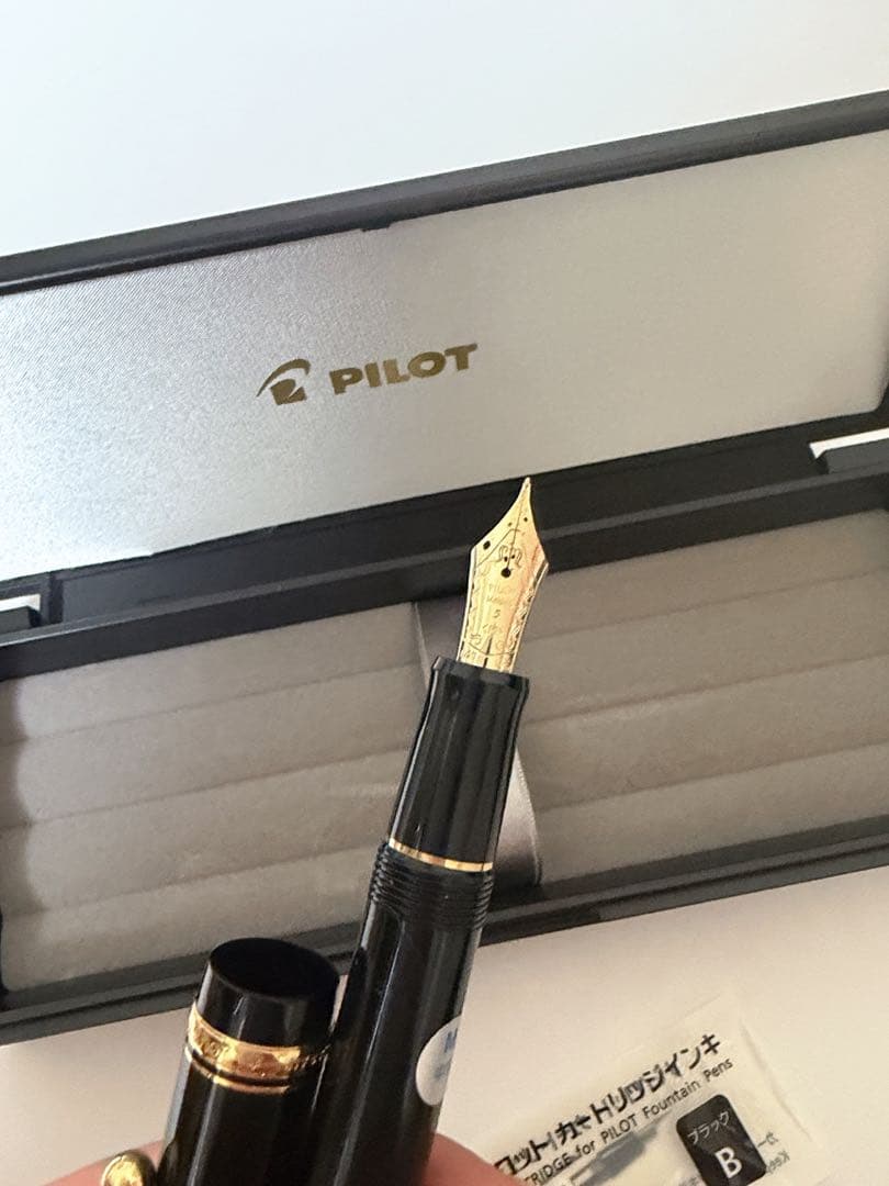 PILOT 万年筆 Z-CR-GN 黒色 (M中字)専用ケース付き