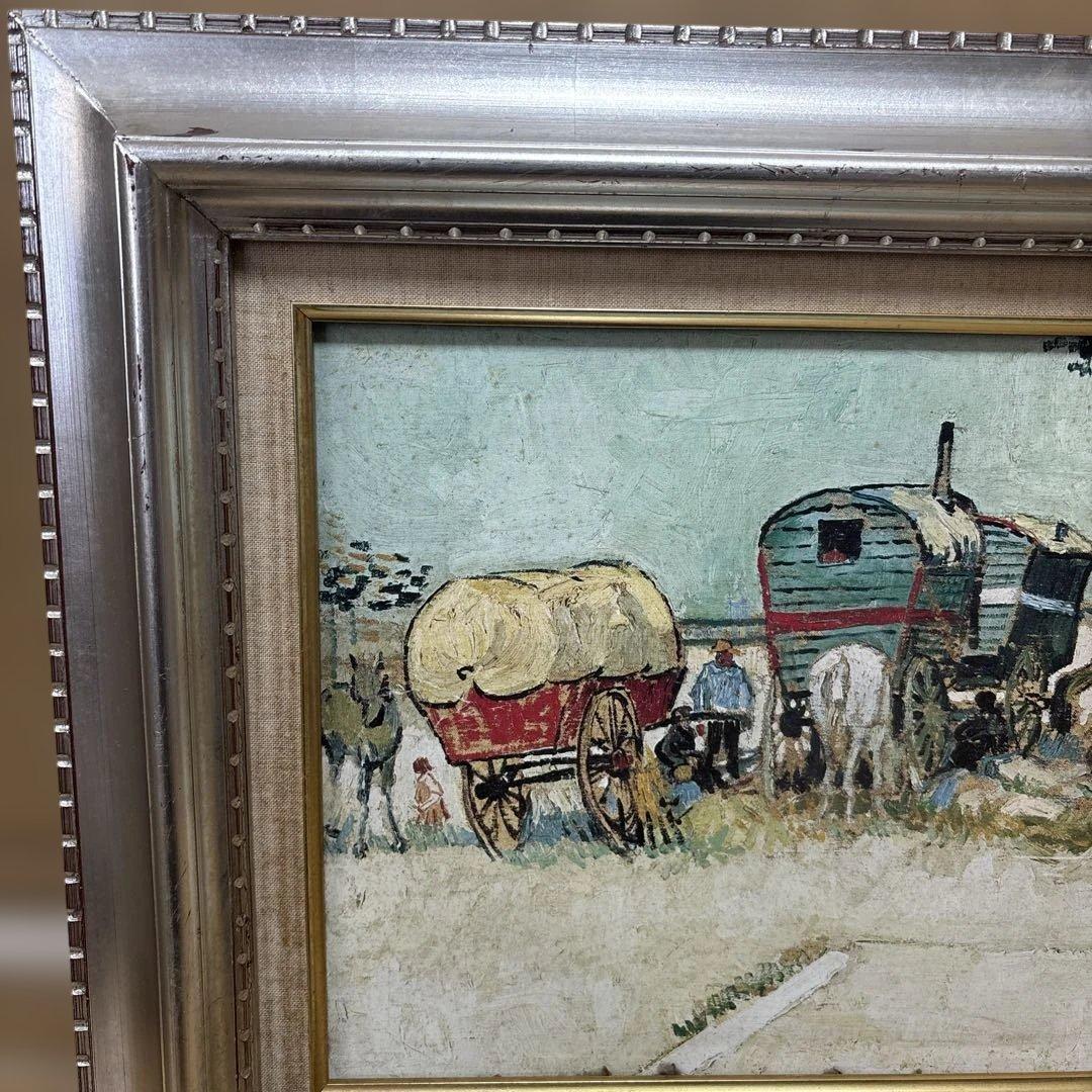 家馬車・ジプシーの野営　フィンセント・ファン・ゴッホ　額縁あり　複製画