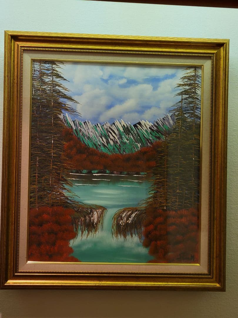 絵画 Mountain Waterfall