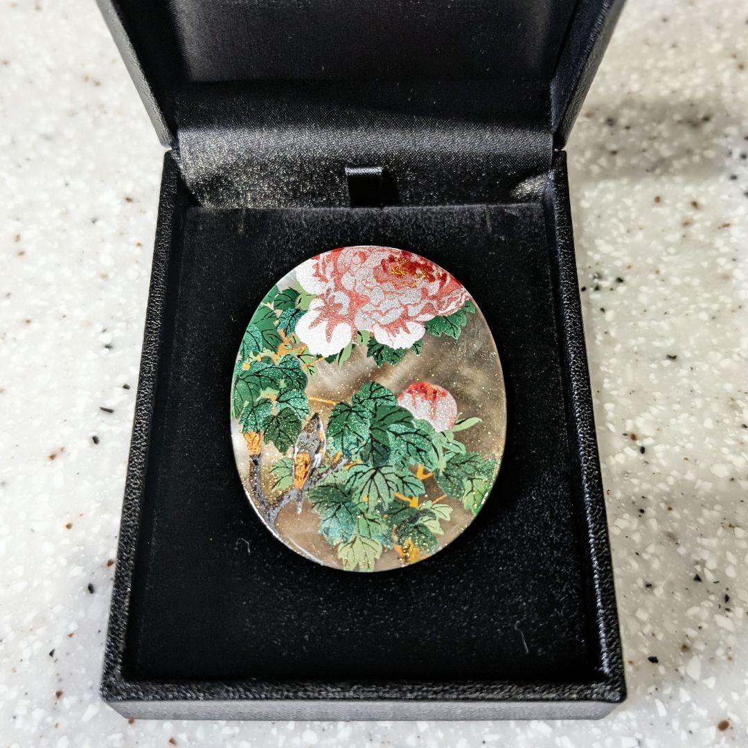 七宝焼き 山田玲子作 迎賓館赤坂離宮 近代蒔絵 ブローチ