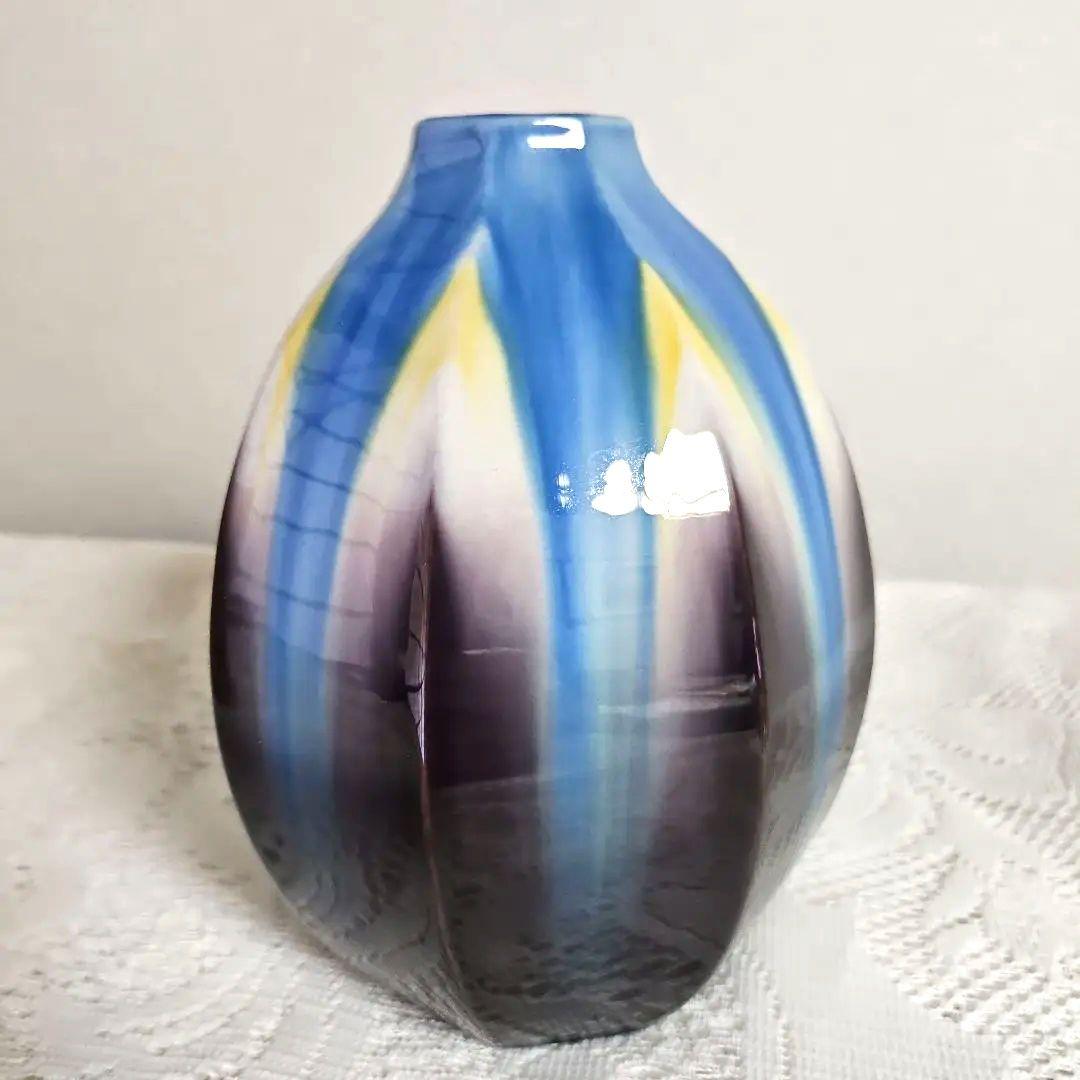 柴田博　九谷焼『釉彩一輪生』未使用　共箱付き