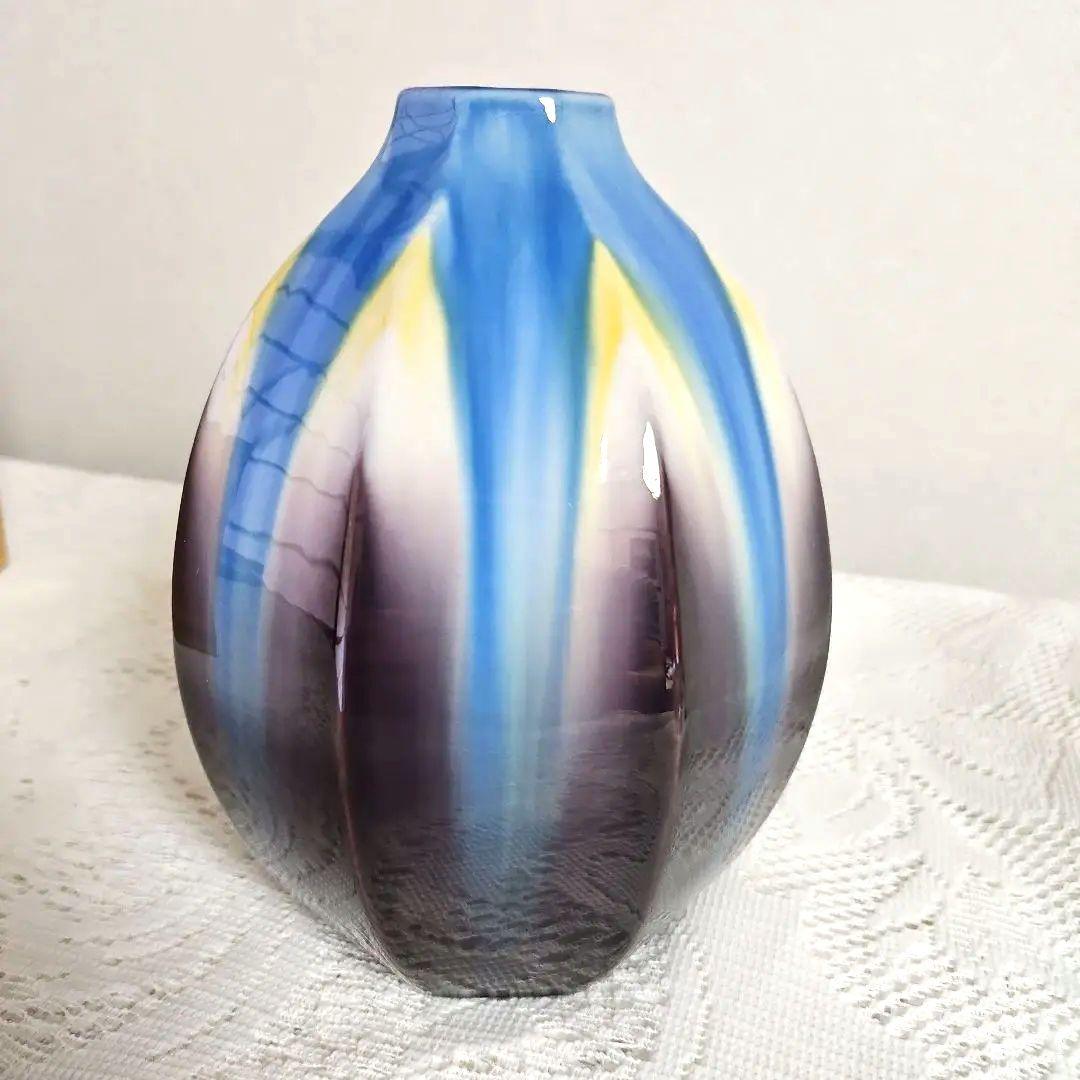 柴田博　九谷焼『釉彩一輪生』未使用　共箱付き