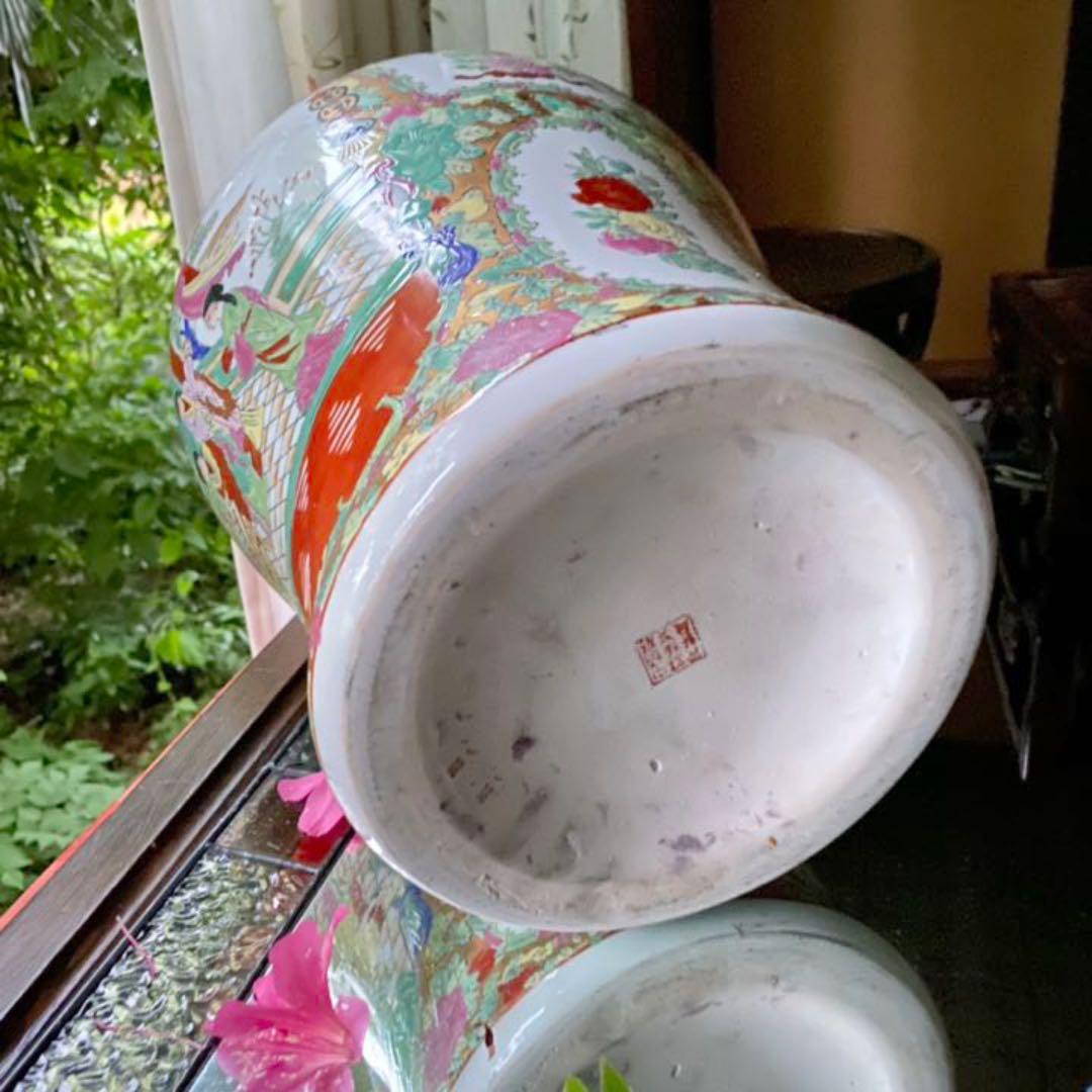 1992さま感謝‼️風水最強‼️宮中貴族美人囲碁図　鳳凰❌花　在銘中國窯蔵壺