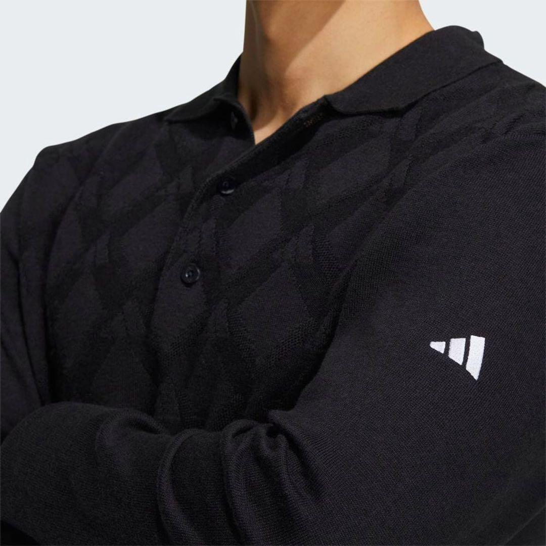 送料無料 新品 adidas GOLF アーガイル柄セーター ポロ 2XL BK