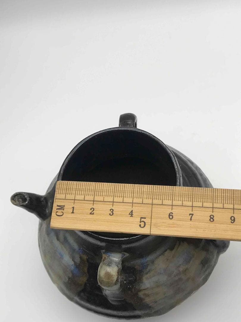 唐時代　黒釉鉄斑壺　双係瓶　水注　水差し　水指　海鼠釉　時代物(A-50)