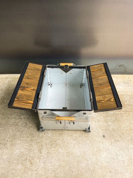 アイアンシェルフコンテナ25 天板［木板］　シェルコン　ウイングトップ　観音開き