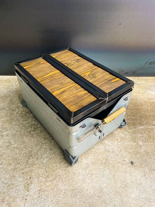 アイアンシェルフコンテナ25 天板［木板］　シェルコン　ウイングトップ　観音開き