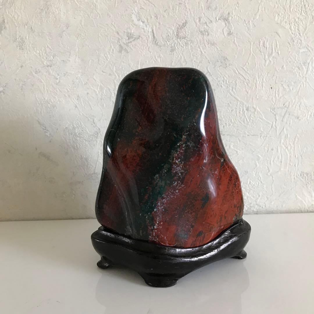 鑑賞石　石台つき　ブラッドストーン