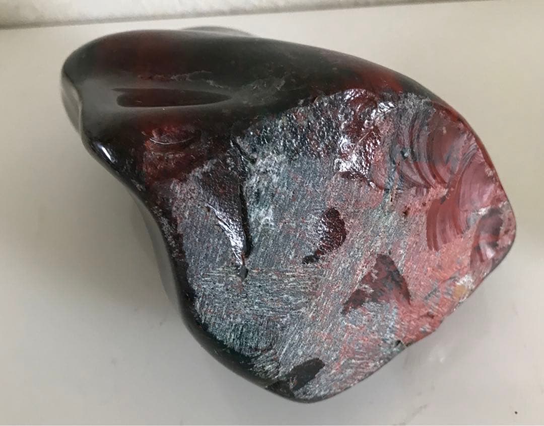 鑑賞石　石台つき　ブラッドストーン