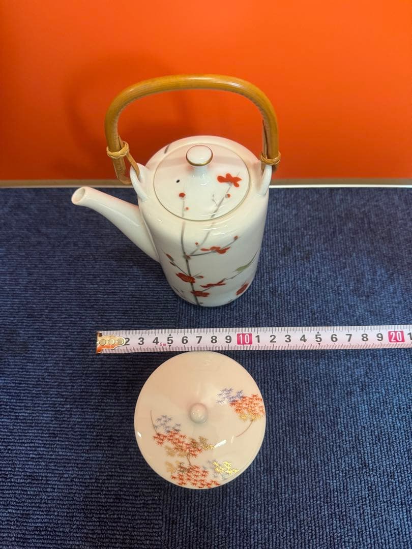 2027 深川製磁　梅文　急須1客　湯呑蓋付1客