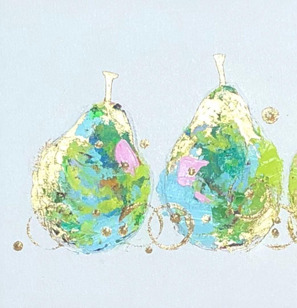 【クローゼット】油絵　原画　一点物　北欧　フルーツ　洋梨　SM 金魚　M8