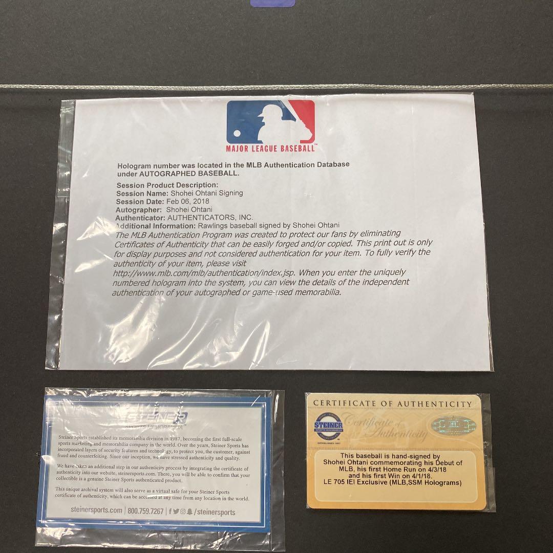 大谷翔平2018年MLBデビュー額縁付き直筆サインボール