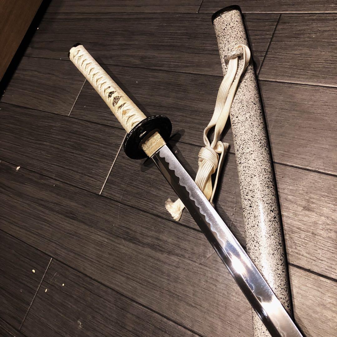 高級模造刀　白拵え　灰鞘　居合刀　太刀　本格模造刀
