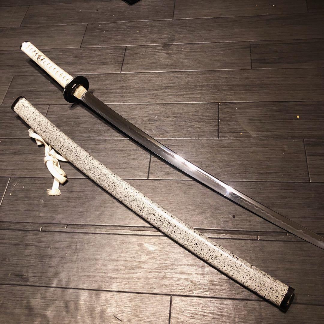 高級模造刀　白拵え　灰鞘　居合刀　太刀　本格模造刀