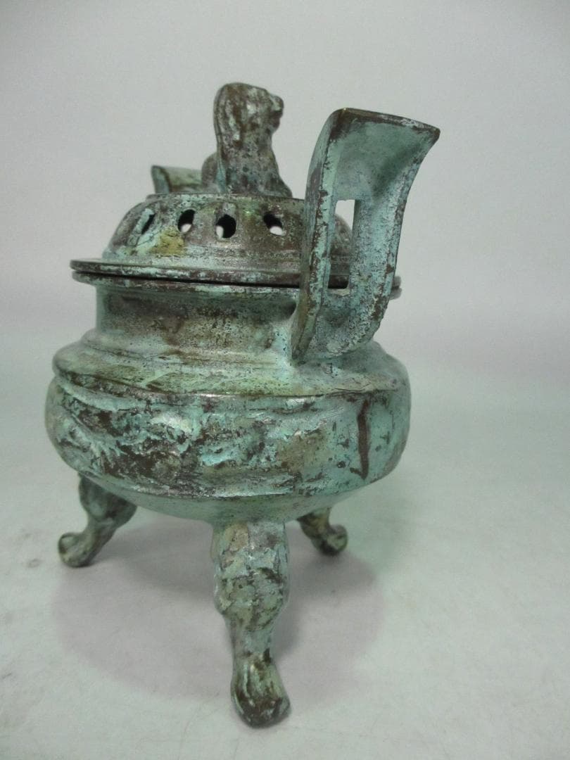 香炉　銅製　厚手　重量 約1050g　香道具　仏教美術　中国美術