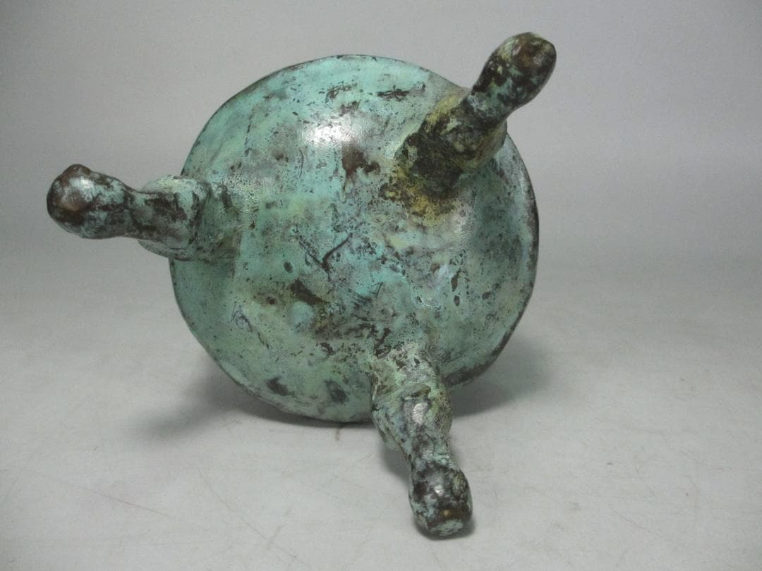 香炉　銅製　厚手　重量 約1050g　香道具　仏教美術　中国美術