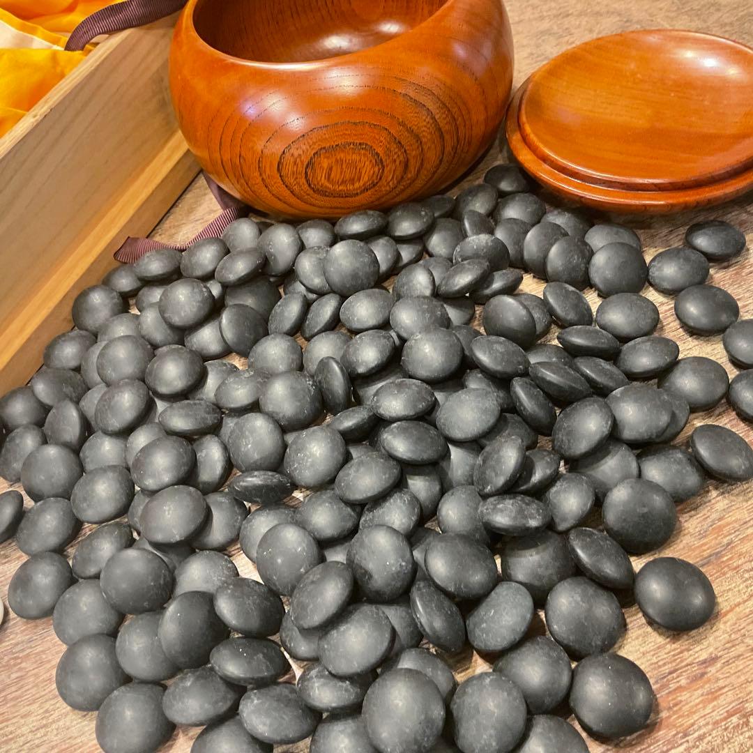 32800美品！高級 碁石 蛤 那智黒 36号、特大 碁笥、桐 碁笥箱