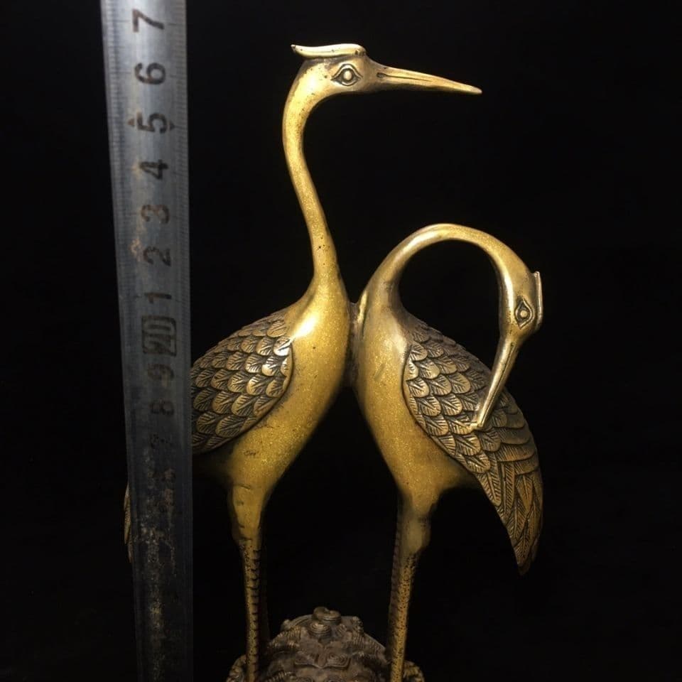 銅器 鶴双喜亀鶴 長寿亀 開運 風水 招財 置物 工芸品