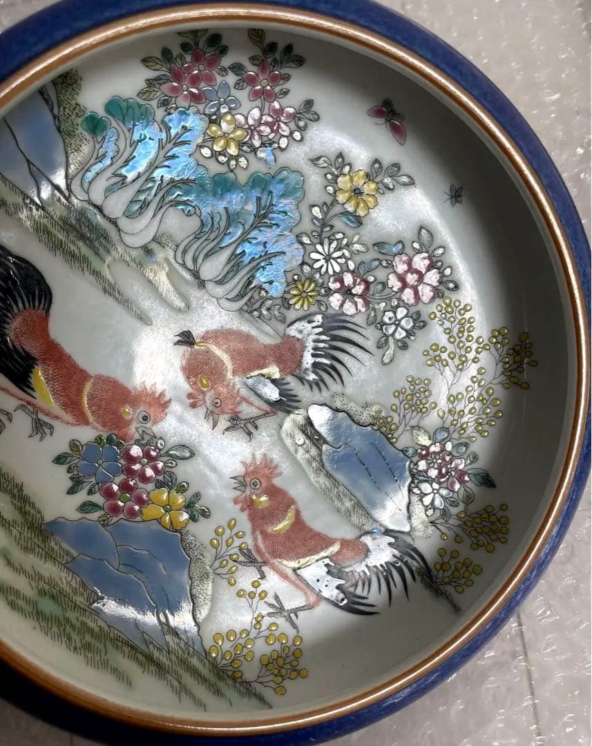 中国 骨董品 大清道光年製 筆洗 五彩鷄絵図 陶芸 古美術 。
