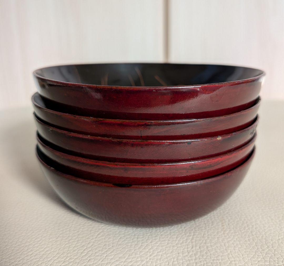 大正時代　魚　蒔絵　小皿　5枚　木製漆器