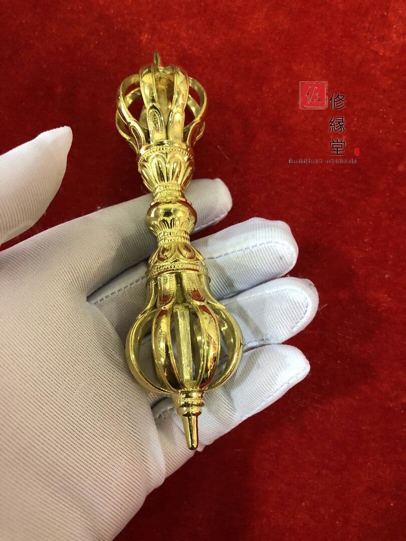 密教法具 九鈷杵 法器 金剛杵 真鍮製 16cm