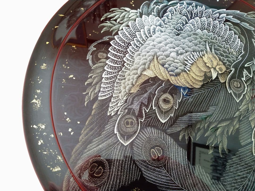 輪島塗沈金「八方睨み鳳凰図」会席盆