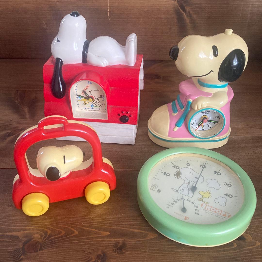 Vintage Peanuts レトロ　スヌーピー 置時計　温度計フィギュア