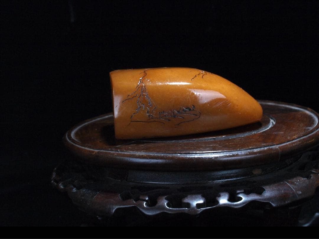 中国古い田黄石　置物　風景彫刻骨董品