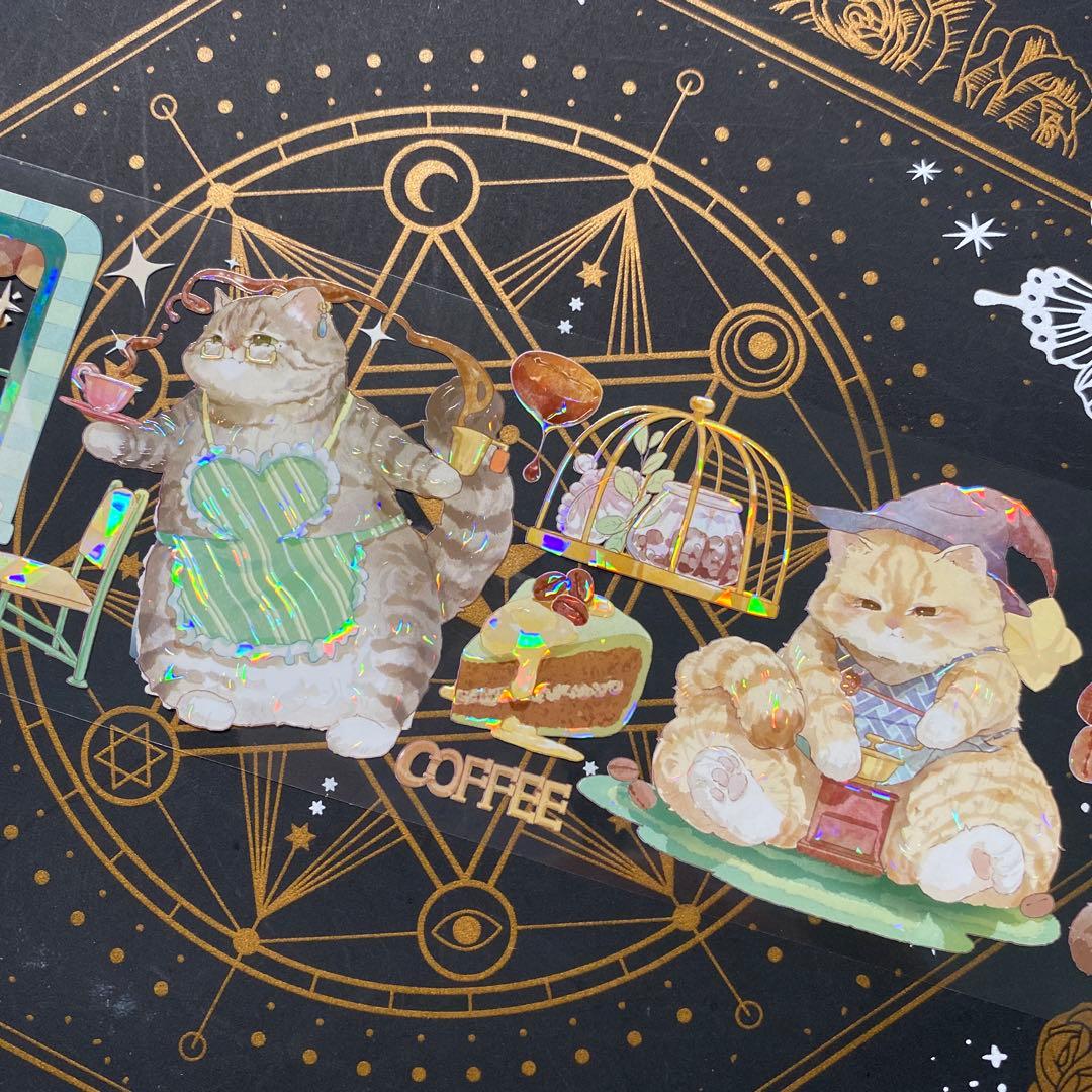 【9191】海外　マステ　中古巻　貝殻光マスキングテープ　猫　動物系