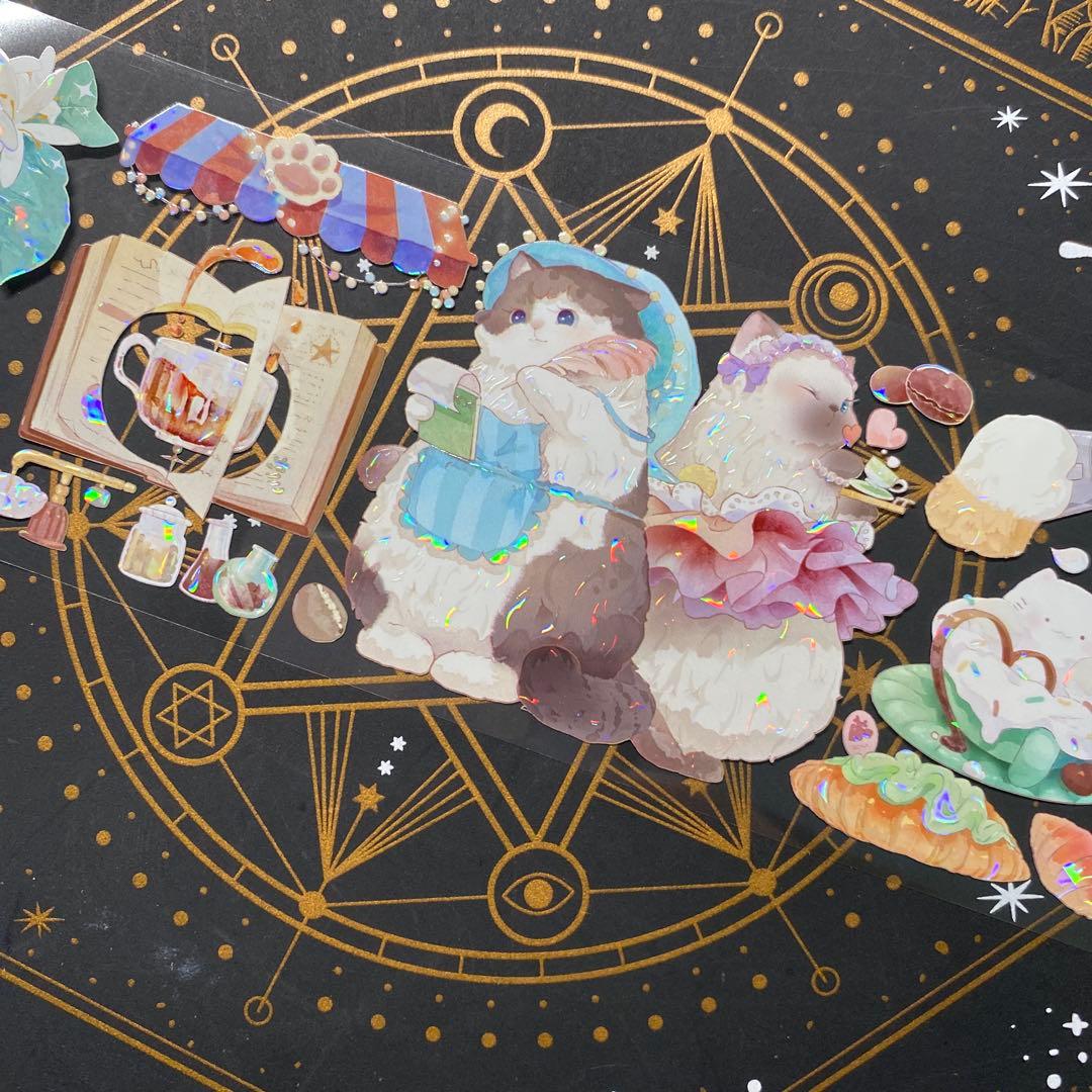 【9191】海外　マステ　中古巻　貝殻光マスキングテープ　猫　動物系