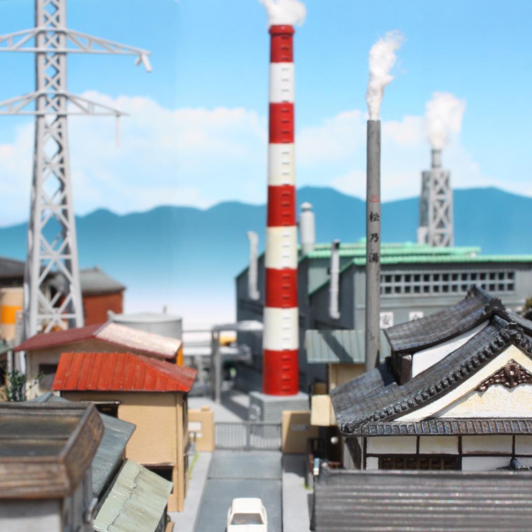 Nゲージ ジオラマ 「煙突のある街」 ジオコレ ストラクチャー 鉄道模型