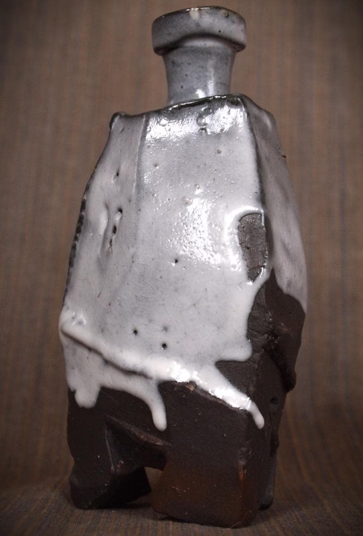 人気作家★隠崎隆一【師：人間国宝　伊勢崎淳】★白釉徳利